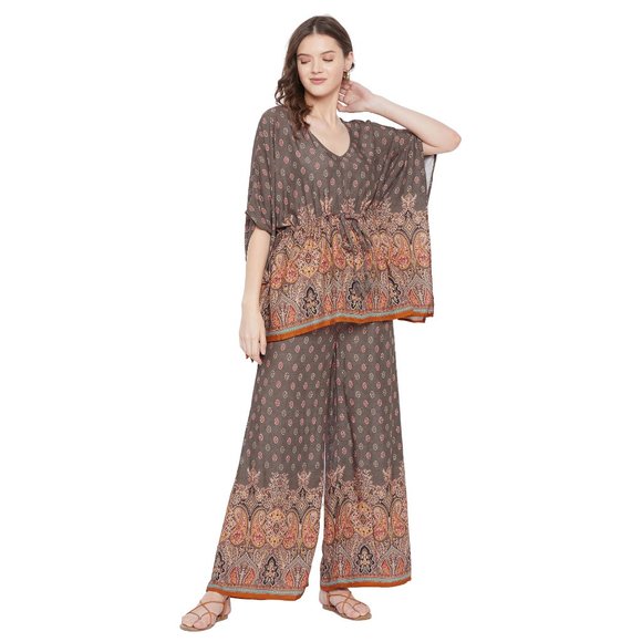 Gypsie Blu Womens Co-Ord Set Dress Rayon Paisley 2 Piece Pajamas Sets for Girls - Picture 5 of 8